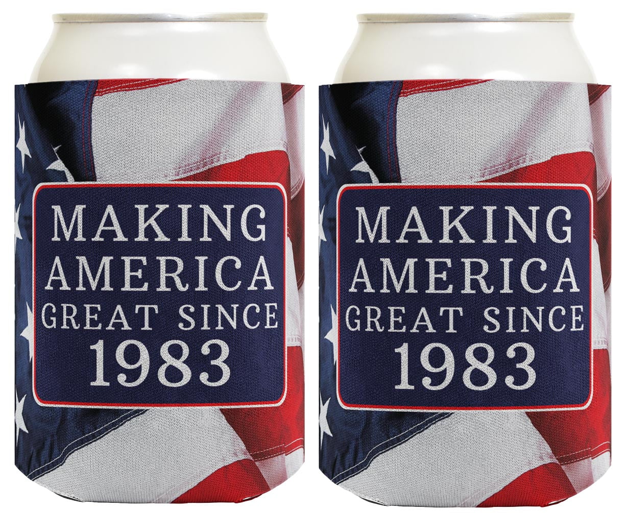 Birthday Gifts for 40th Birthday Making America Great Since 1983 40th Birthday Gag Gifts for Birthday Party 2 Pack Can Coolie Drink Coolers Coolies USA Flag - Walmart.com